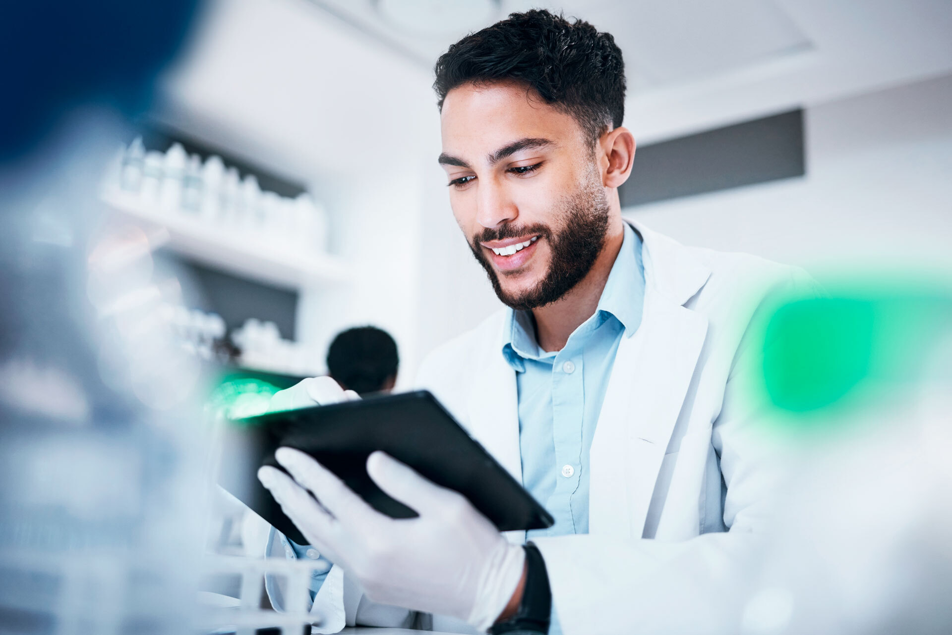 scientist with tablet