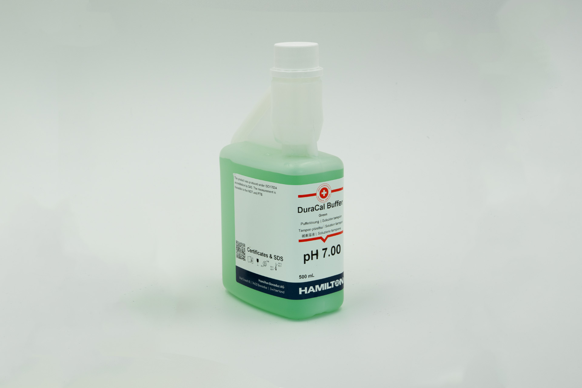 Liquid pH Buffer 7.00 Green, 500 mL CRM Ducaral Calibration Solution
