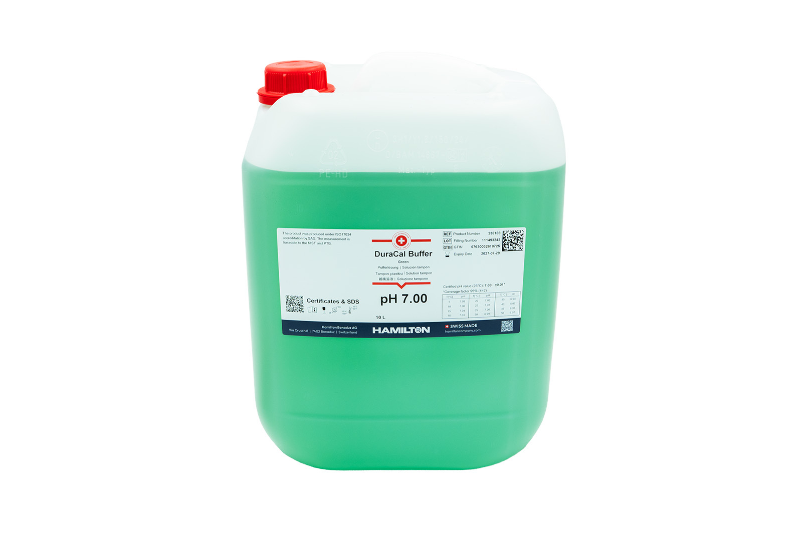 Liquid pH Buffer 8.00 Orange, 500 mL Ducaral Calibration Solution